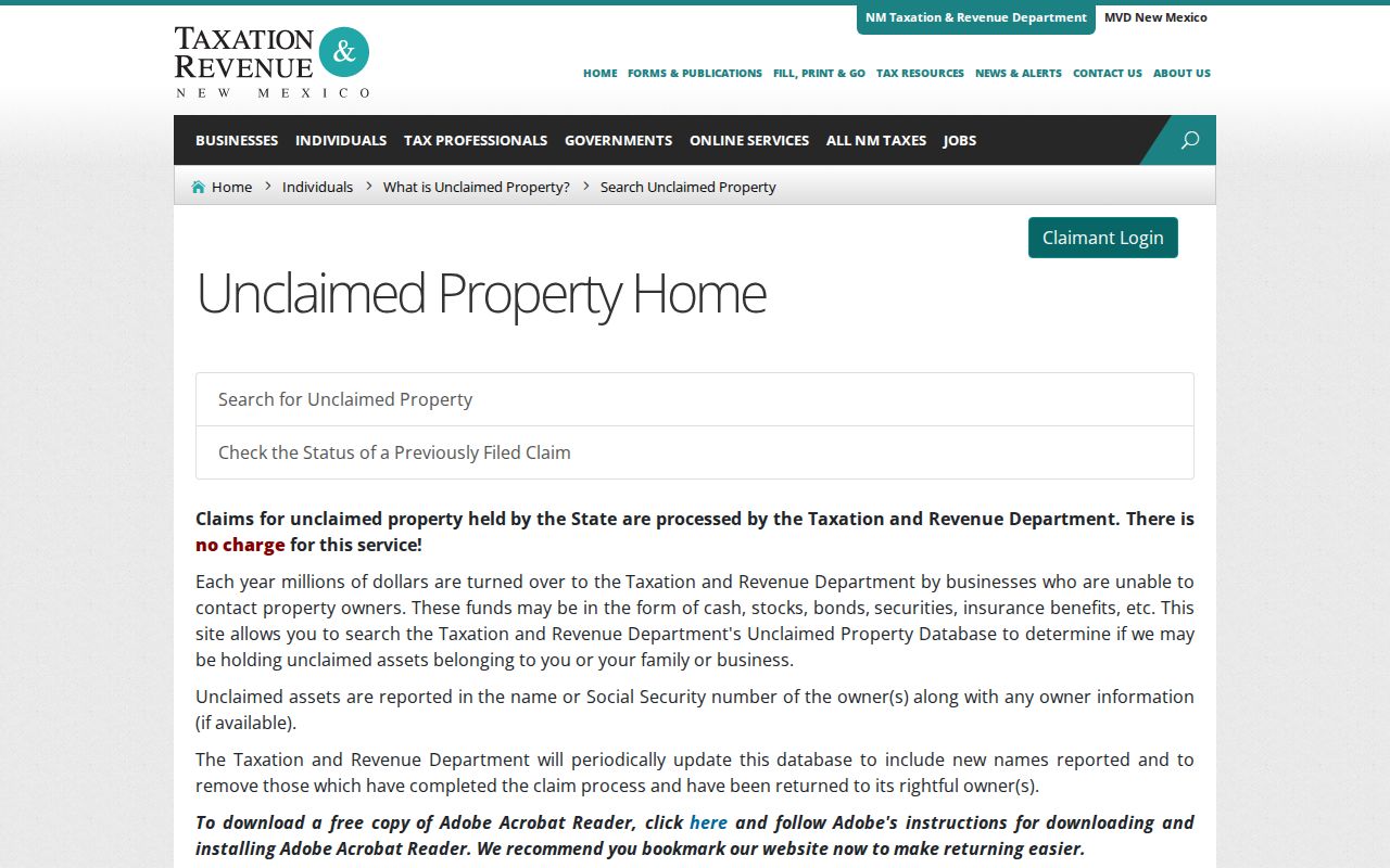 Santa Fe residents directory New Mexico unclaimed-property search