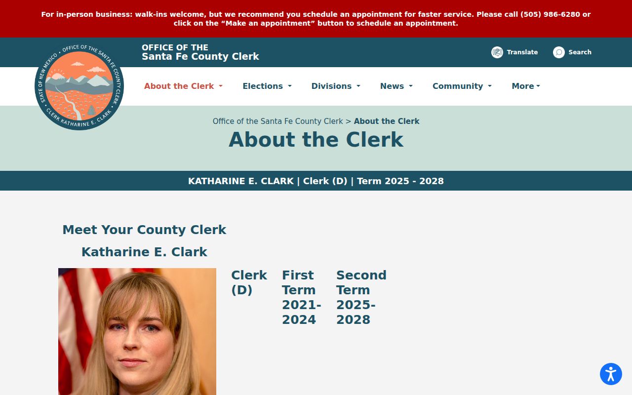 Santa Fe residents directory County Clerk office information