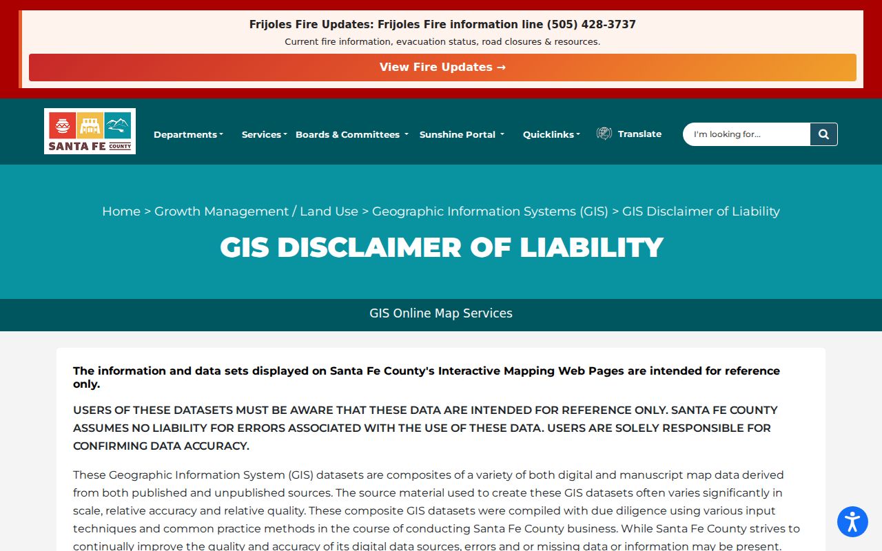 Santa Fe neighbors County GIS reference-data notice