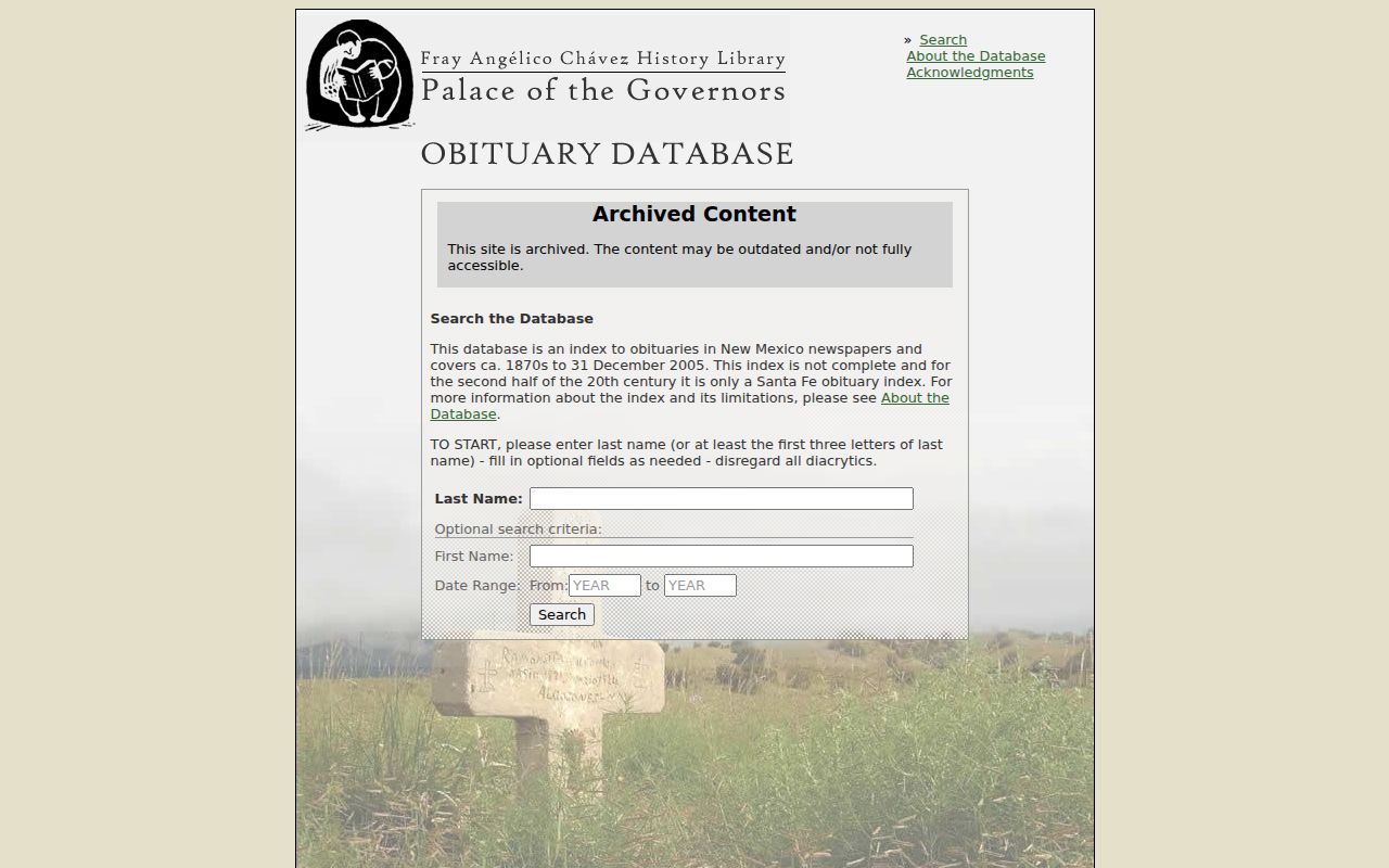 Santa Fe previous residents research using the Chávez obituary database