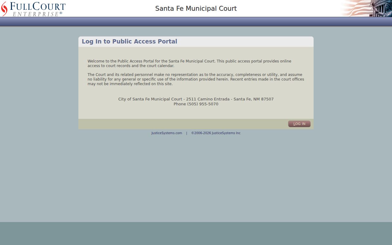 Santa Fe resident lookup at the Municipal Court public portal